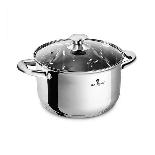 BLAUMANN - Hrnec nerezový 20cm a skleněná poklice 3,8L