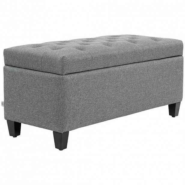 HOMCOM LAVIČKA Polyester Dřevo Světle šedá