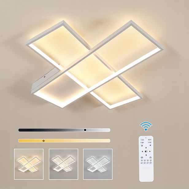 Led Stropní Svítidlo Závěsné Bílé Čtvercové do Obýváku Stímatelné Dálkové Ovládání 30W