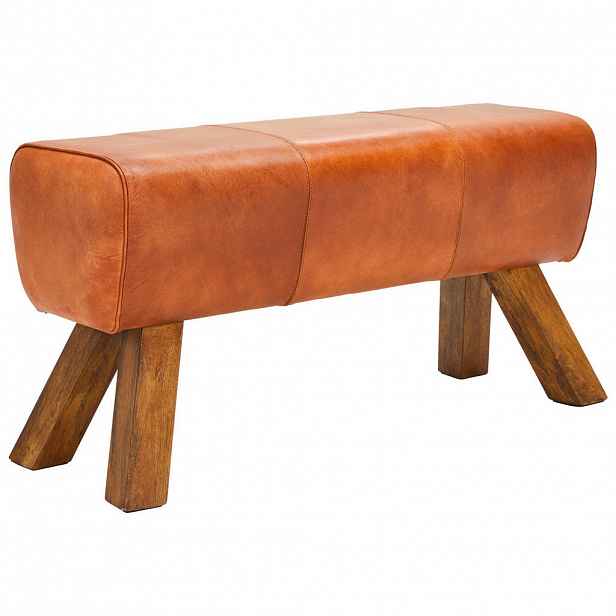 Livetastic TABURETOVÁ LAVICE, dřevo, kůže, 90/46/30 cm