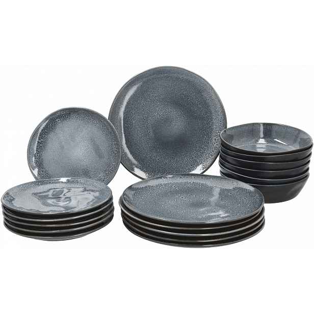 Silvercrest® Jídelní servis Black Print Organic, 18dílná sada (černá)