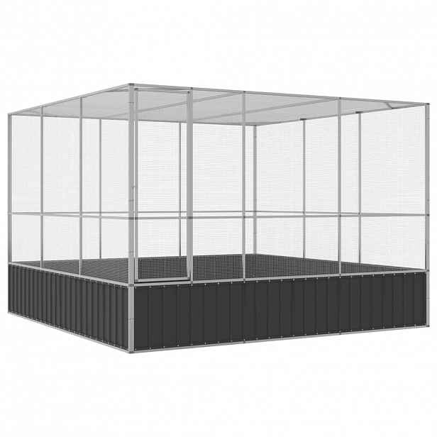vidaXL Voliéra stříbrná 311 x 307 x 212 cm ocel