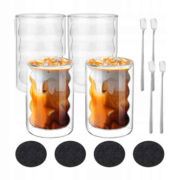 4 x Termosklenice Lžičky Set na kávu Espresso, Latte a čaj