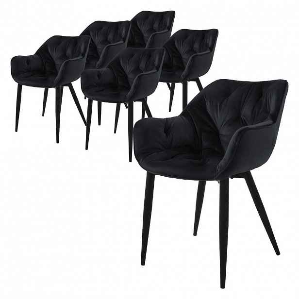 ML-DESIGN JÍDELNÍ ŽIDLE, sada 6 ks, antracitový samet