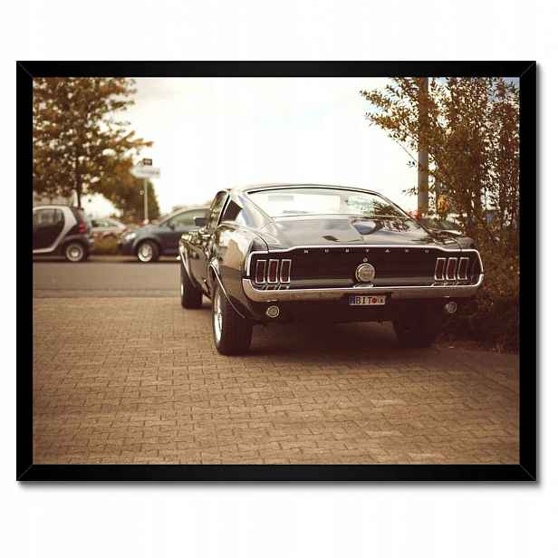 Plakáty v rámu 50x40 Ford Mustang černo-bílé