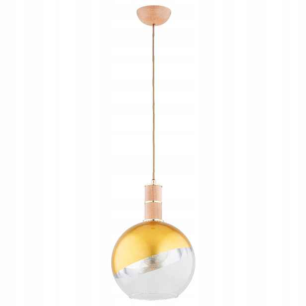 Alfa Livo závěsná lampa dřevěná, skleněná koule, 1xE27, 15 W, do kuchyně