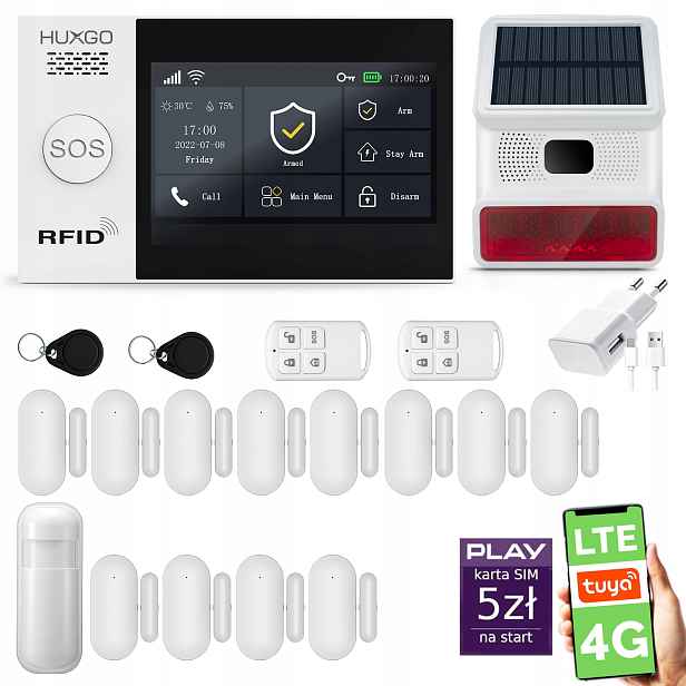 Bezdrátový alarm WiFi Gsm 4G, Tuya, sada alarmu Huxgo HXA007 D12BS