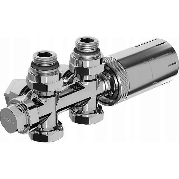 Mexen G05 Termostatický Set Rohový Přímý Duplex DN50 Chrom