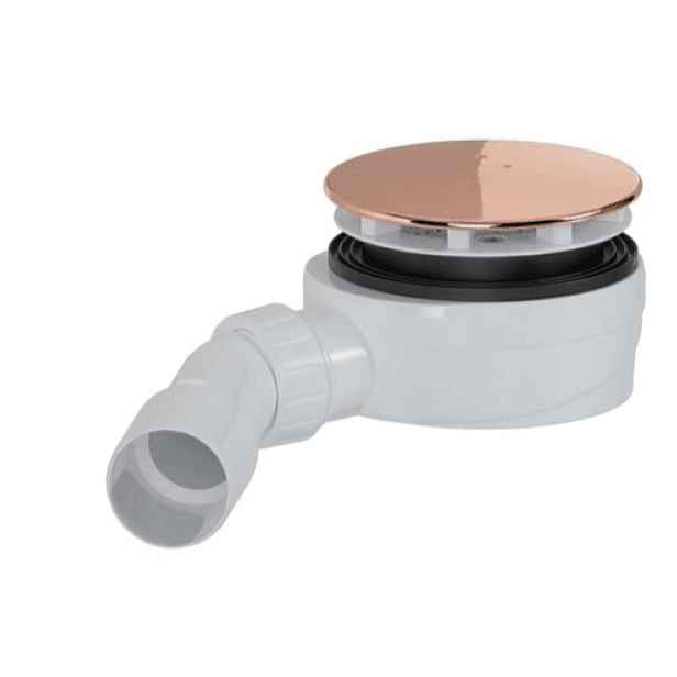 Sifon ke sprchové vaničce 90 mm DN40/DN50 SAT Aurum 12,1 cm, růžově zlatý lesklý, plast SATESLIM90RG
