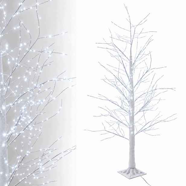 Stromek Bříza Vánoční Svítící Ozdobná Rosa Žíla 800 Led Bílá 180 CM