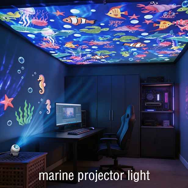 TEMU 1ks LED projekční lampa s hvězdné oceánu - dynamické projekční noční světlo, USB napájené ambientní světlo, vhodné do ložnice, , na pódium