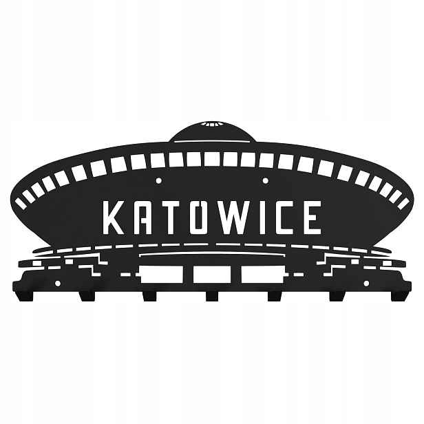 Velký kovový věšák do předsíně na oblečení Śląsk Katowice, černý
