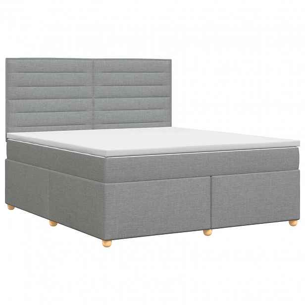 vidaXL Postel boxspring s matrací Světle šedá 180 x 200 cm Textil