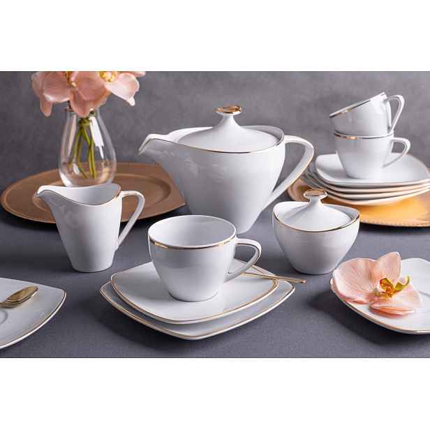 Čajový a kávový servis pro 6 osob, porcelán MariaPaula Moderna Gold 21 ks