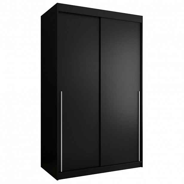 Home Collective ŠATNÍ SKŘÍŇ S POSUVNÝMI DVEŘMI 120 cm šířka, černá se stříbrným úchytem