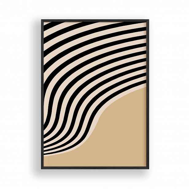 Obraz Bauhaus Abstraktní linie Plakát Rámeček Dřevěný Černý 30x42 cm