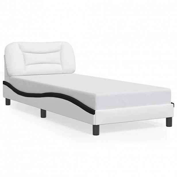 vidaXL Rám postele bez matrace Hvar bílý a černý 80 x 200 cm umělá kůže