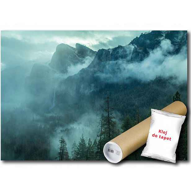 Vinylová Fototapeta Hory Les Mlha Krajina 254x184