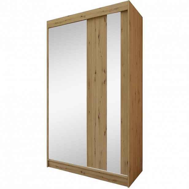 Beautysofa SKŘÍŇ s posuvnými dveřmi Gaja 120/216/61, dub Artisan se zrcadlem a zásuvkami
