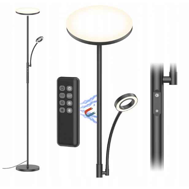 Dvojitá stojací lampa s dálkovým ovládáním Stříbrná, moderní regulace světla