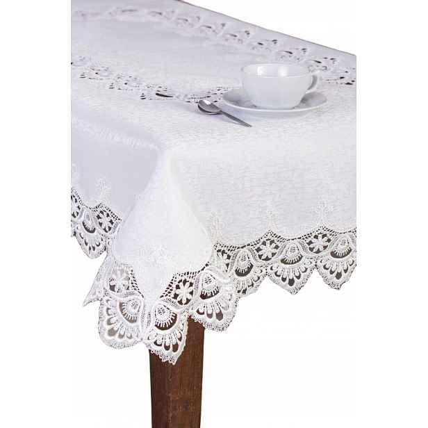 Elegantní kulatý ubrus s gipiurou 8139 ecru 135 cm