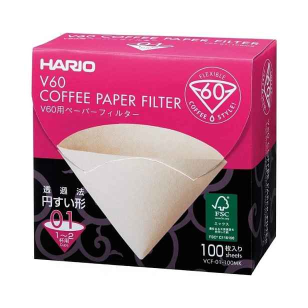 Hario V-60 kávové filtry, vel. 01, (100 ks), bílé