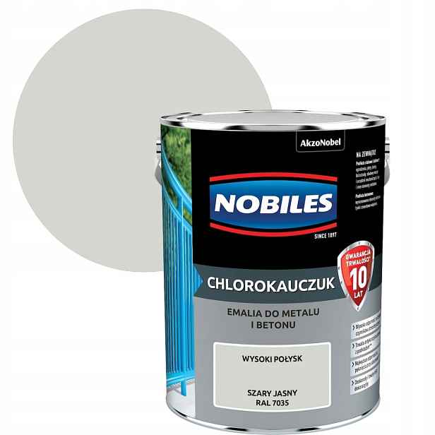 Nobiles Chlorokaučuk Šedý Světlý Ral 7035 5L Smalt Na Betonu A Kov