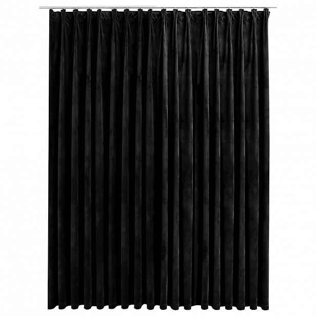 vidaXL Zatemňovací závěs s háčky sametový černý 290 x 245 cm