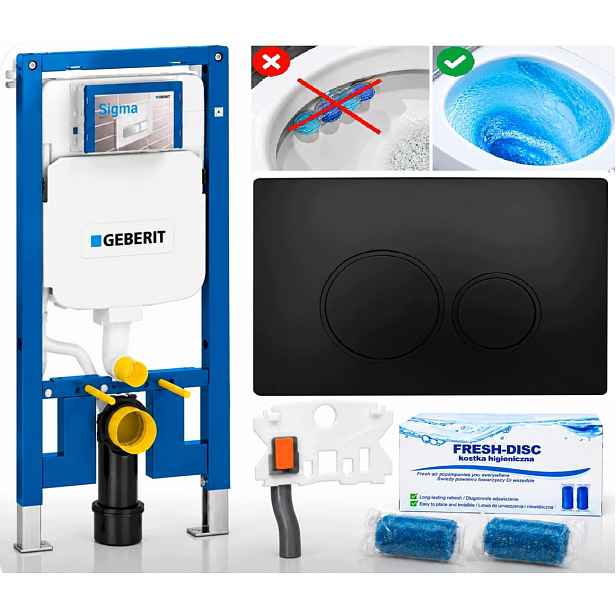 Wc rám Geberit Duofix Slim 8 cm UP720 tlačítko D černý mat Fresh-disc