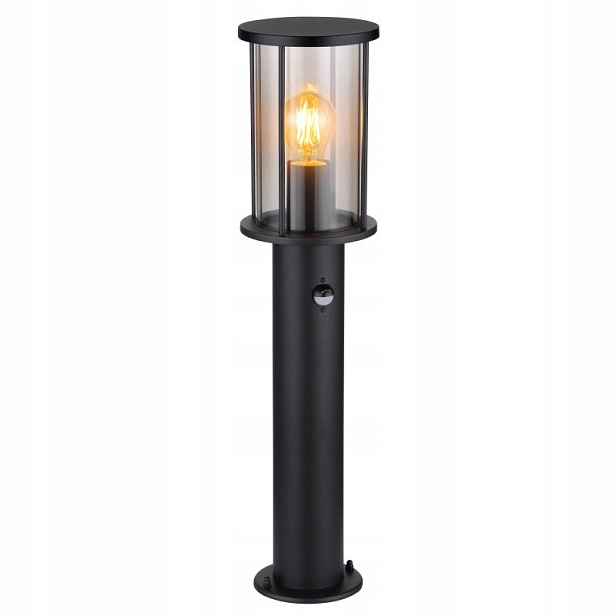 Zahradní sloupková lampa Gracey Černá Ocel IP54 se senzorem Globo Lighting