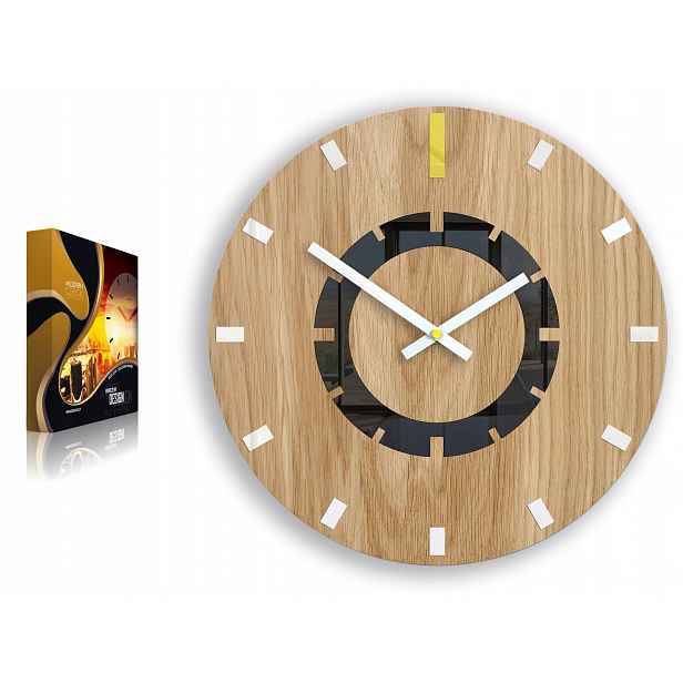 Moderní dřevěné nástěnné hodiny Atena Žluté Diy