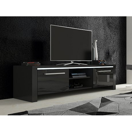 TV stolek HELIX 2, černá/černý lesk
