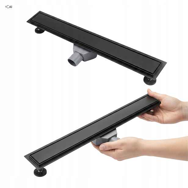 Lineární odtok do sprchy z nerezová ocel Černý Matný 700x70 mm Helmken