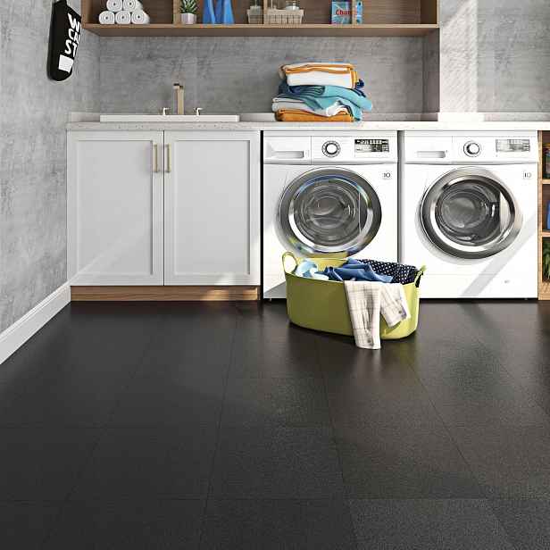 Livelynine 16 vinylových dlaždic, samolepicí, černé, Pvc, do koupelny