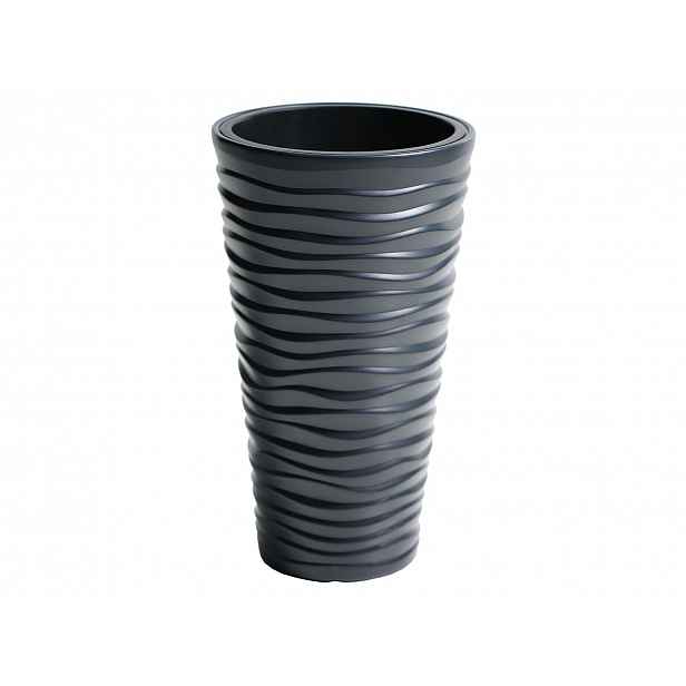 Prosperplast Květináč s vložkou Sand Slim (antracitová, Š 30 x V 52 x H 30 cm)