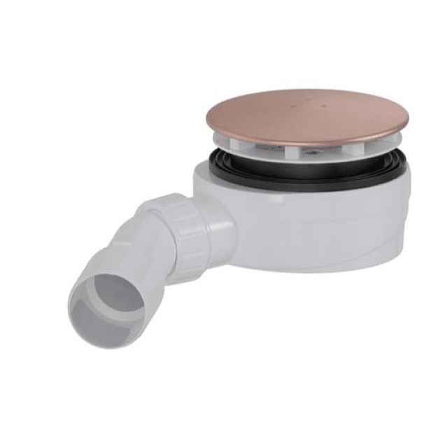 Sifon ke sprchové vaničce 90 mm DN40/DN50 SAT Aurum 12,1 cm, růžově zlatý matný, plast SATESLIM90BRG