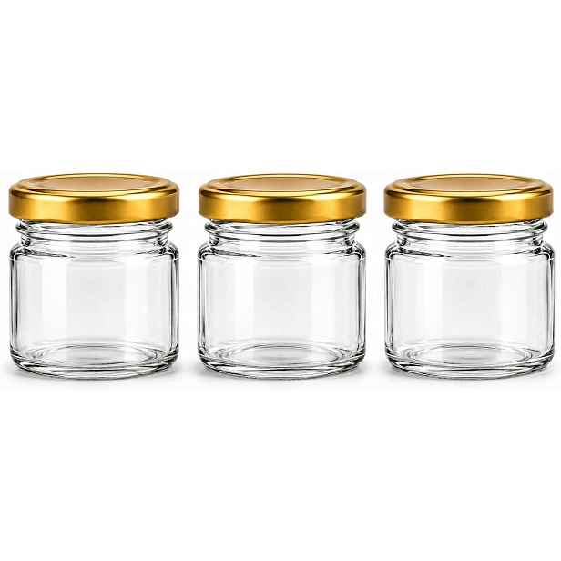 400 x Ozdobná Zavařovací Sklenice 40 ml Zlatá Šroubovací Víčko Zavařovací Sklenička Na Med, Džem A Koření