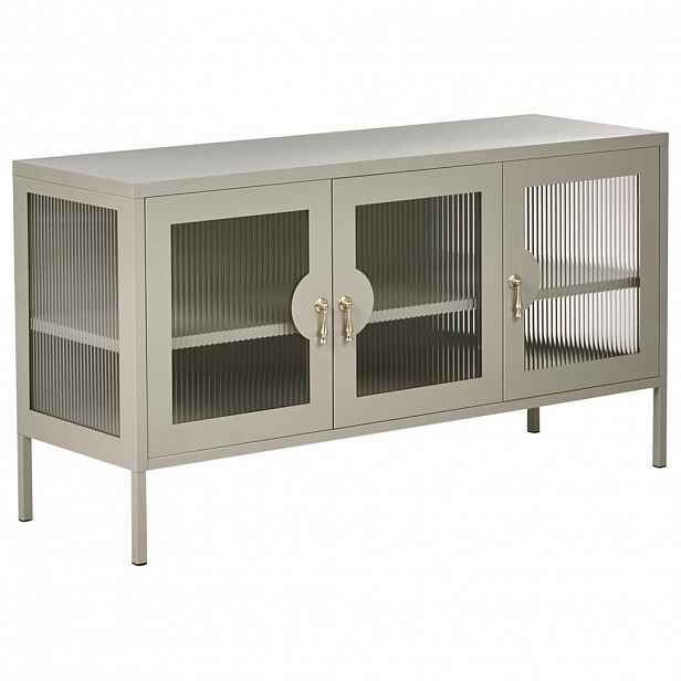 Beliani SIDEBOARD se 3 dveřmi Kov Světle béžový Gleora