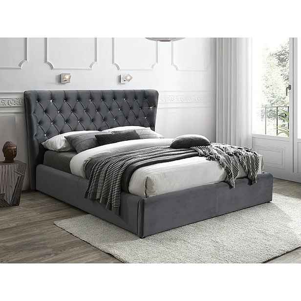 Casarredo Čalouněná postel KARMEN VELVET 160x200 cm šedá