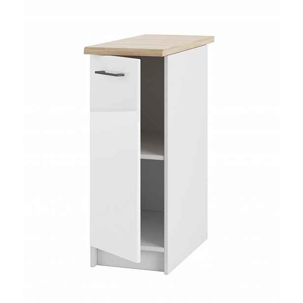 Kuchyňská skříňka Stojící Dolní Bílá Akryl s deskou Lesk Úzká 30x86 cm