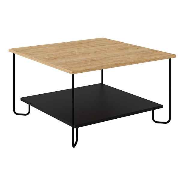Konferenční stolek s deskou v dubovém dekoru v černo-přírodní barvě 80x80 cm Tonka – Marckeric