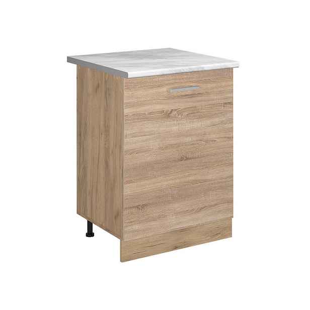 Vicco SPODNÍ SKŘÍŇKA KUCHYŇSKÉ LINKY R-Line, Sonoma/Zlatý mocný dub, 60 cm s 1 dveřmi pracovná doska Mramor