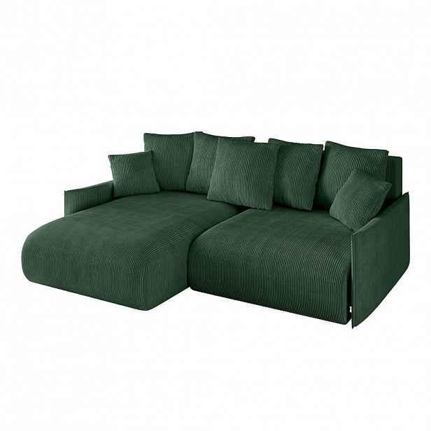 ALTDECOR ROHOVÁ SEDACÍ SOUPRAVA s otomanem vlevo ONESK-L -v1 216x177x72 zelený manšestr