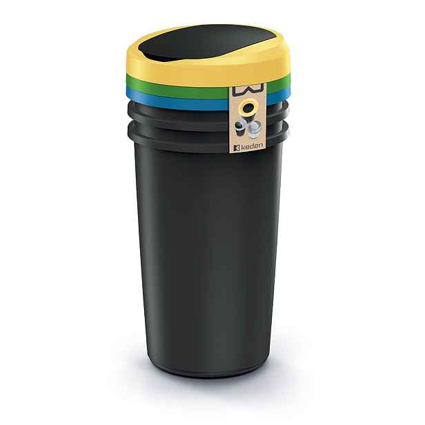 Prosperplast Sada kulatých odpadkových košů COMPACTO FLAS 3x 50 L černá