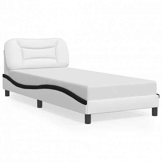 vidaXL Rám postele bez matrace Hvar bílý a černý 90x190 cm umělá kůže