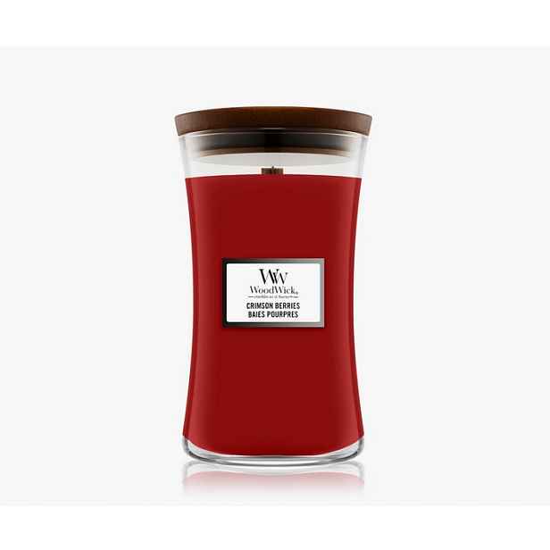 WoodWick Sójová vonná svíčka Crimson Berries Velká 610 g Dřevěný knot