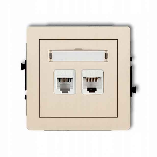 Zásuvka RJ11+RJ45 béžová 1DGTK Deco Karlik