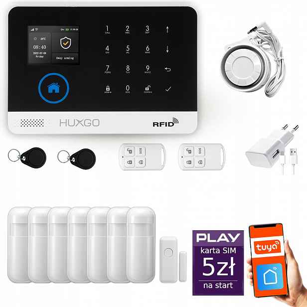 Bezdrátový alarm WiFi Gsm 4G, Tuya, alarmová sada Huxgo HXA003 R7PS