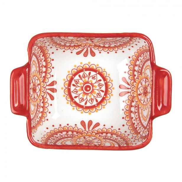 Hranatá miska s červeným vzorem Mibbo - 11*8*4 cm / 75 ml Clayre & Eef