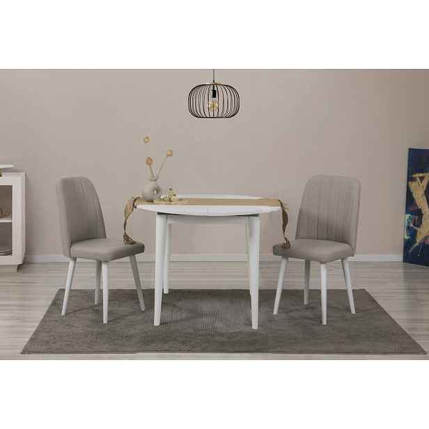 Jídelní set s rozkládacím stolem a židlemi (3 kusy) Vina 1005 3 v2 - White, Cream